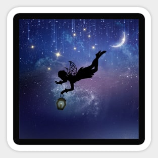 Fantasy | Fairy Silhouette art | Space Galaxy | Starry Night | Geek Gifts Sticker